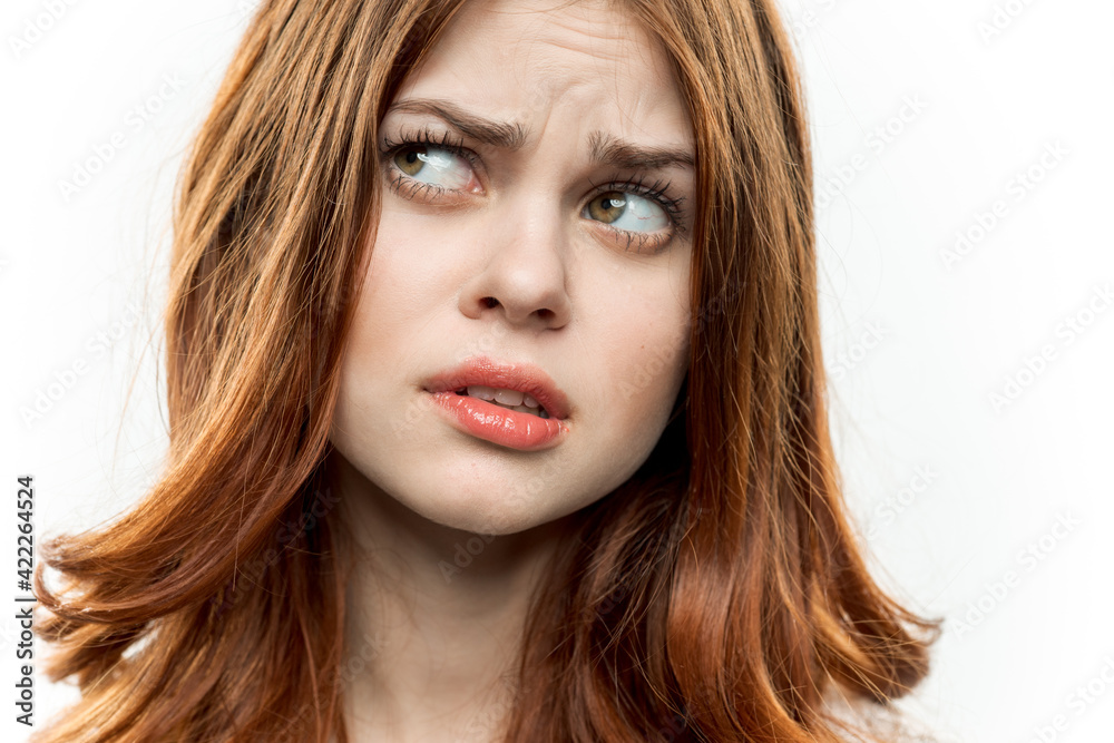 elegant woman with red hair face closeup cosmetics model elegant woman with red hair face closeup cosmetics model