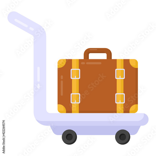 
Icon of luggage trolley in flat design 

