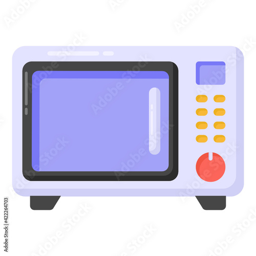 
Electric microwave oven icon in flat design

