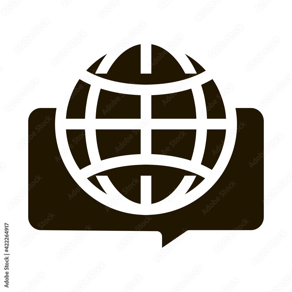 Earth Globe In Quote Frame Icon Vector Earth Globe In Quote Frame Icon Vector