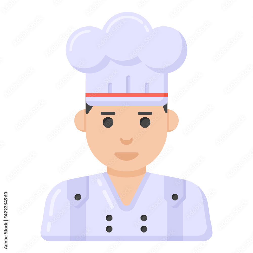 Flat style icon of chef hat, headwear accessory vector.
Flat style icon of chef hat, headwear accessory vector.