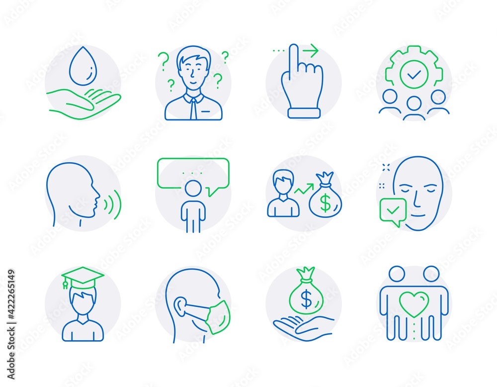 People icons set. Included icon as Sallary, Water care, Human sing signs. Vector People icons set. Included icon as Sallary, Water care, Human sing signs. Vector