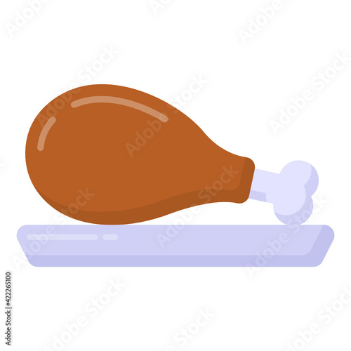
Chicken leg, flat vector of drumstick

