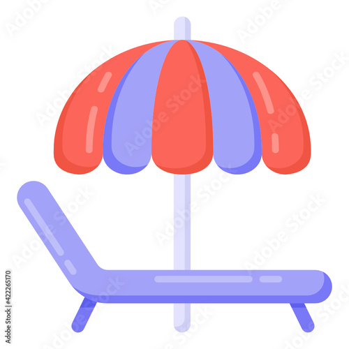
A sunbed icon in flat design 

