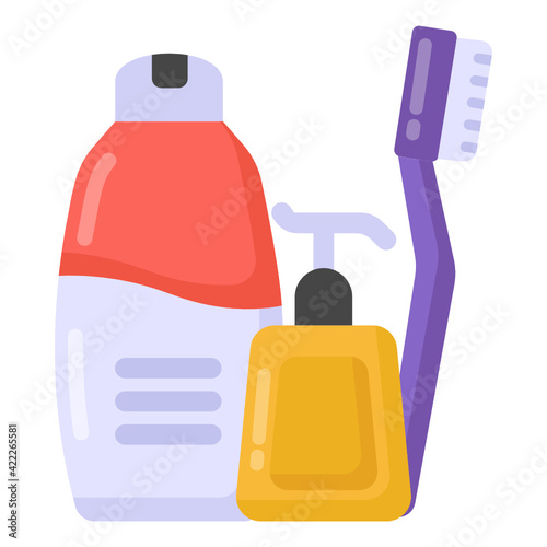 
Hygiene items in flat icon 

