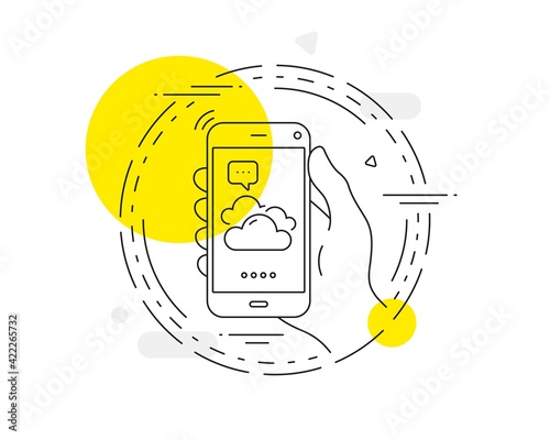 Cloudy weather line icon. Clouds sign. Sky. Vector