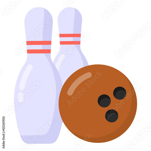 
Bowling icon design hitting pins in editable style 

