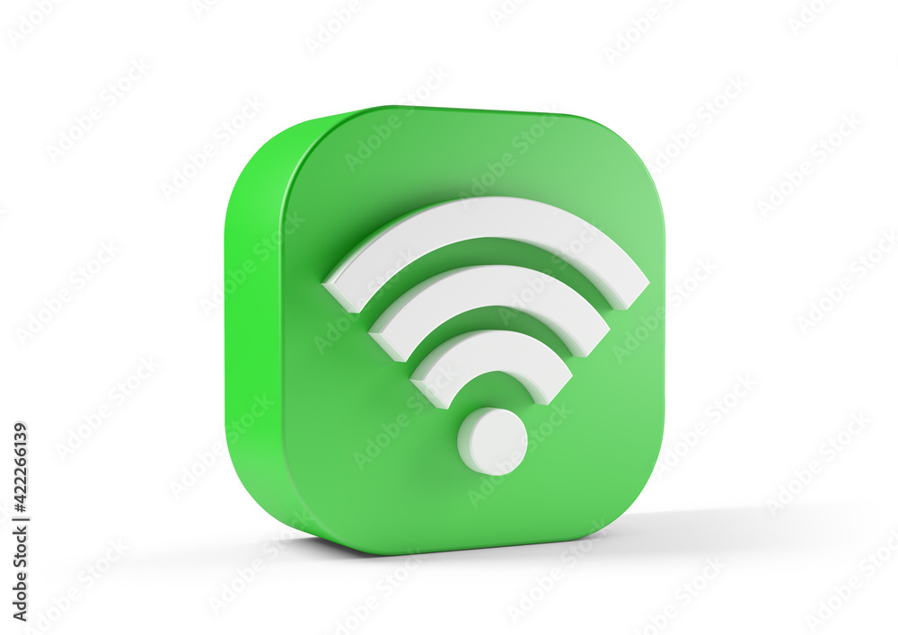 Wifi icon green isolated on white background. 3d illustration Wifi icon green isolated on white background. 3d illustration