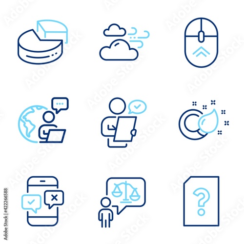 Business icons set. Included icon as Paint brush, Lawyer, Windy weather signs. Vector