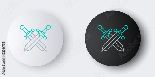 Line Crossed medieval sword icon isolated on grey background. Colorful outline concept. Vector