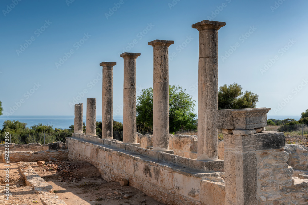Old Greek ruins of the Sanctuary of Apollo Hylates, city of Kourion near Limassol, Cyprus.