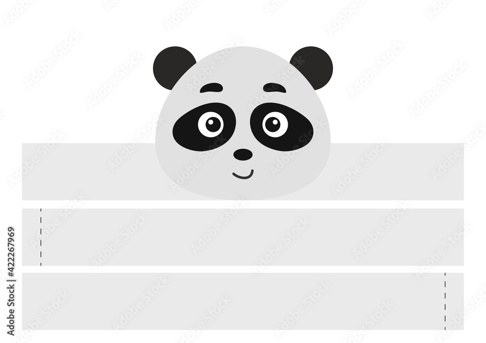 Fototapeta premium Printable panda paper headband. Party crown die cut template for birthday, christmas, baby shower. Fun accessory for entertainment. Print, cut and glue. Vector stock illustration.