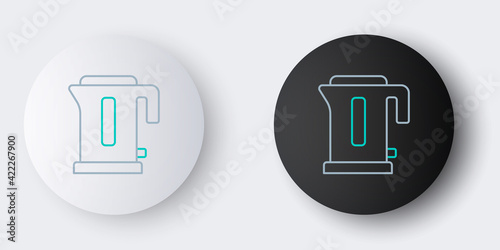 Line Electric kettle icon isolated on grey background. Teapot icon. Colorful outline concept. Vector