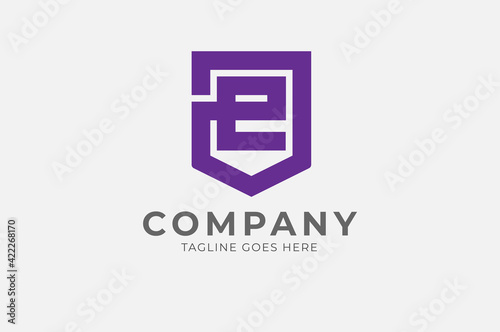 E Shield Logo, Sletter E and shild combination, simple and modern style Perfect for insurance, protection, computer  and related businesses, logo template photo