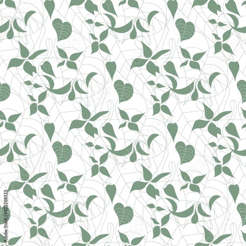 Botanical wall art boho style seamless pattern vector.