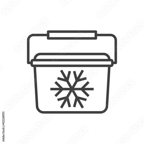 Bolsa de refrigerador. Bolsa para congelador portátil.  Refrigerador de mano. Icono con lineas en color gris