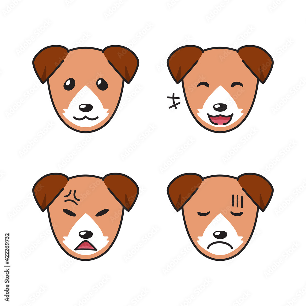 Set of character dog faces showing different emotions for design. Set of character dog faces showing different emotions for design.