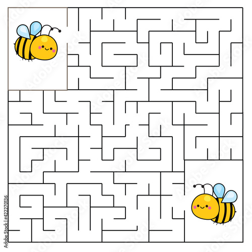 Maze puzzle. Help bees meet each other. Activity for toddlers. educational children game