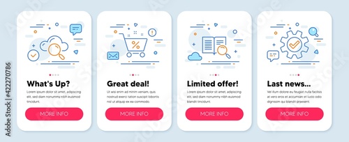 Set of Technology icons, such as Cloud computing, Search text, Loan percent symbols. Service line icons. Vector