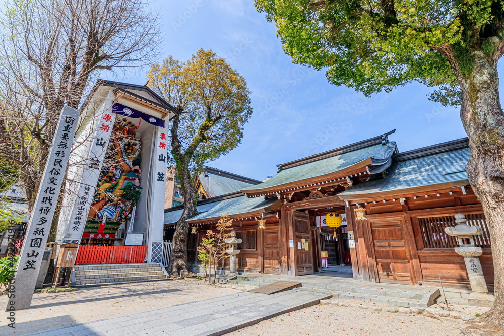 春の櫛田神社と山笠 福岡県博多区 Kushida Shrine in spring and Yamakasa Fukuoka-ken Hakata-ku 春の櫛田神社と山笠 福岡県博多区 Kushida Shrine in spring and Yamakasa Fukuoka-ken Hakata-ku