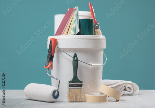 Fototapeta Naklejka Na Ścianę i Meble -  Professional home decorator and painter tools
