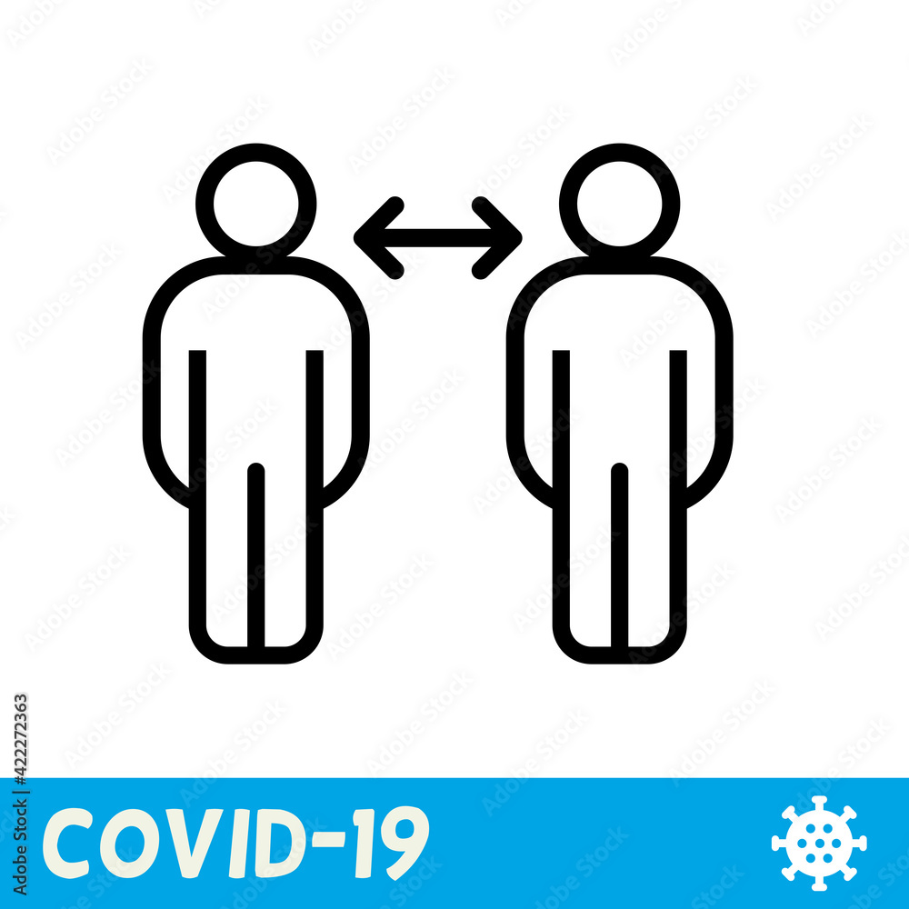 Keep distance line icon. Coronavirus, COVID-19 Keep distance line icon. Coronavirus, COVID-19