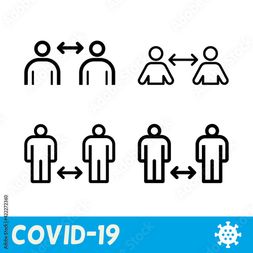 Keep distance line icon. Coronavirus, COVID-19