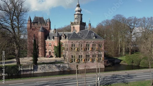 Castle Nyenrode in Breukelen, the Netherlands, business school, Aerial photo