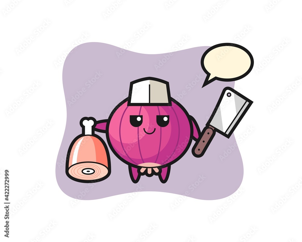 Illustration of onion character as a butcher Illustration of onion character as a butcher