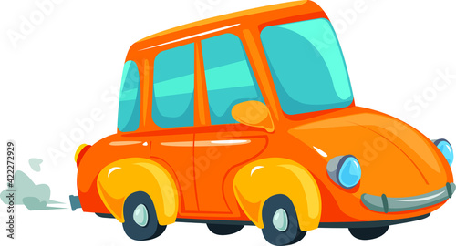 Yellow car. Vector isolated. Cartoon sport automobile on white background.