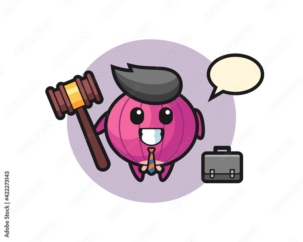 Illustration of onion mascot as a lawyer