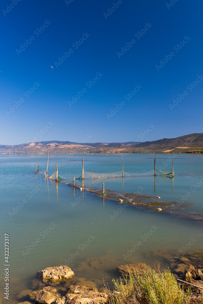 fishing nets in Lago di Varano, NP Gargano, Apulia, Italy