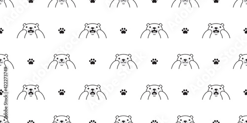 Bear seamless pattern polar bear paw vector footprint  breed cartoon repeat background tile wallpaper illustration design
