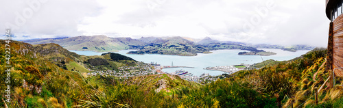 Panoramic view from Mount Cavendish is located in the Port Hills, with views over Christchurch, New Zealand