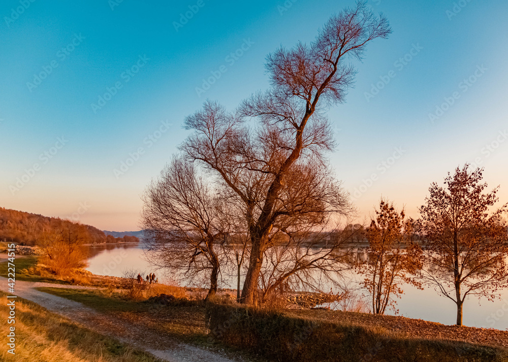 Beautiful autumn or indian summer view near Metten, Danube, Bavaria, Germany