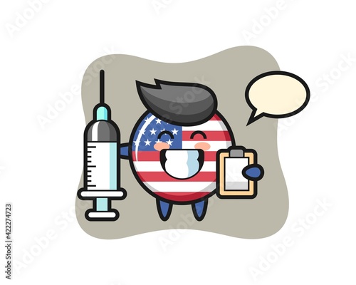 Mascot Illustration of united states flag badge as a doctor