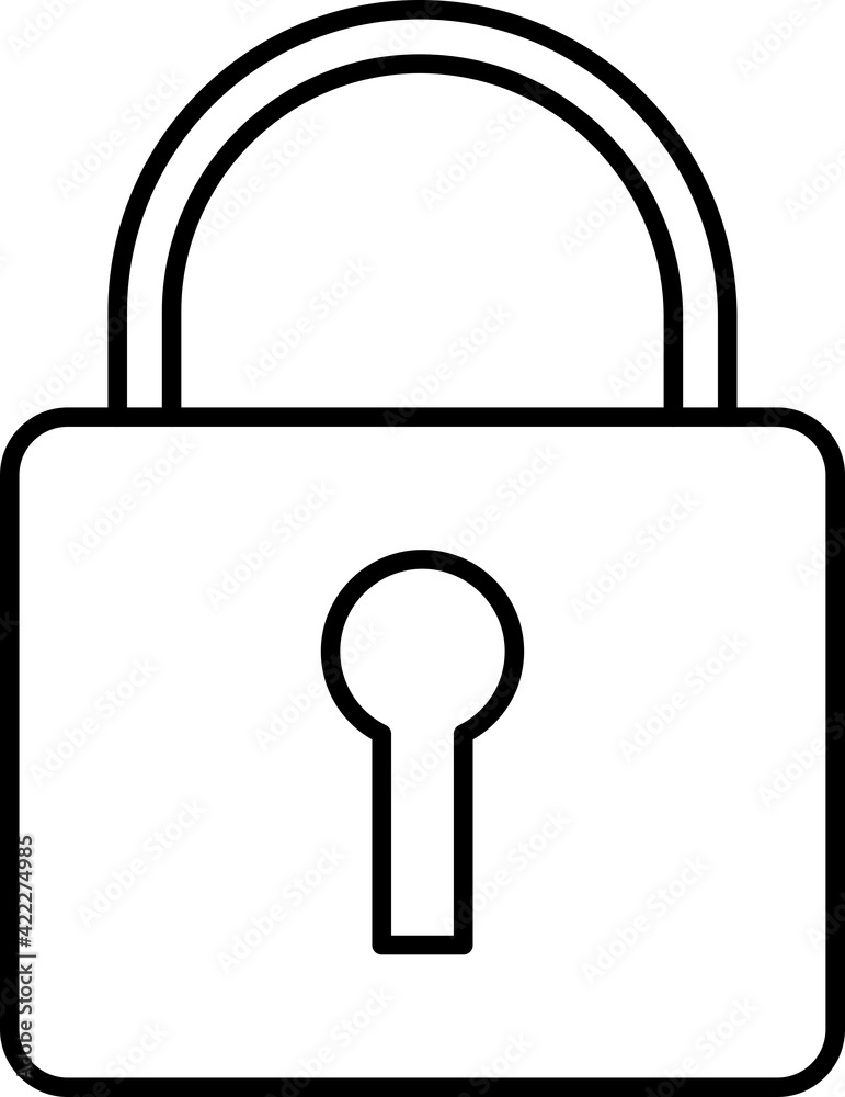 Vector Locked Outline Icon Design Vector Locked Outline Icon Design