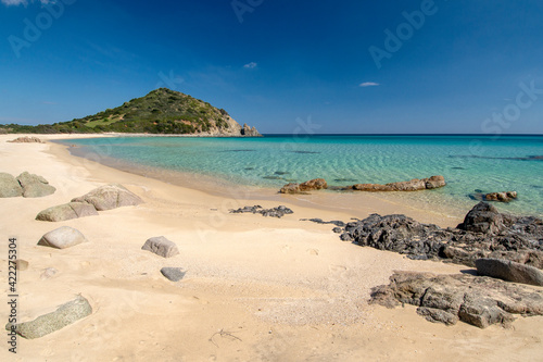 Fototapeta Naklejka Na Ścianę i Meble -  crystal clear water and white sand in Monte Turno beach, Costa rei, Sardinia