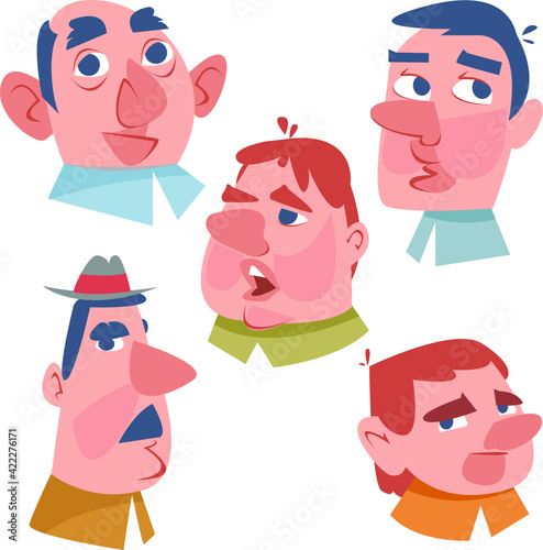 head of elderly men. vector illustration. On a white background. In cartoon style