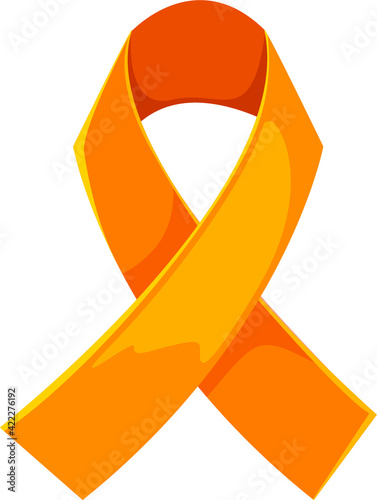 Symbolic orange ribbon. On a white background. Vector illustration. UN Campaign on Violence against Women. Attention Deficit Syndrome. Hyperactivity. Solidarity with the Orange Revolution. 