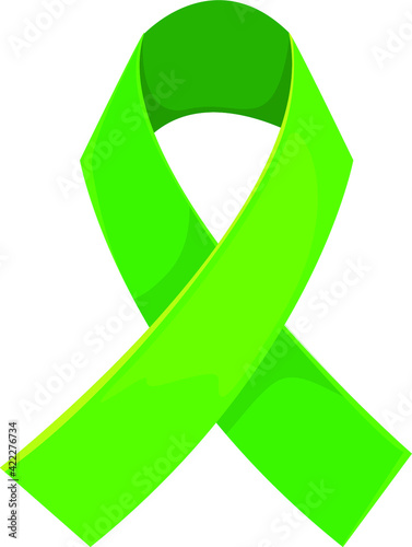 Green ribbon. Psychological health. Symbol of illness. Stock Vector Graphics On white background. Symbolic Satin Ribbon.