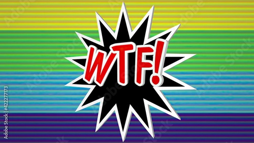 WTF comic pop art text against colorful background