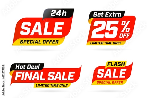 Special limited time get extra sale offer hot deal template. Price reduction up to 25 percent off, flash discount final wholesale during short period vector illustration isolated on white background