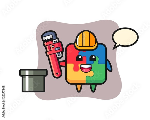Character Illustration of puzzle as a plumber