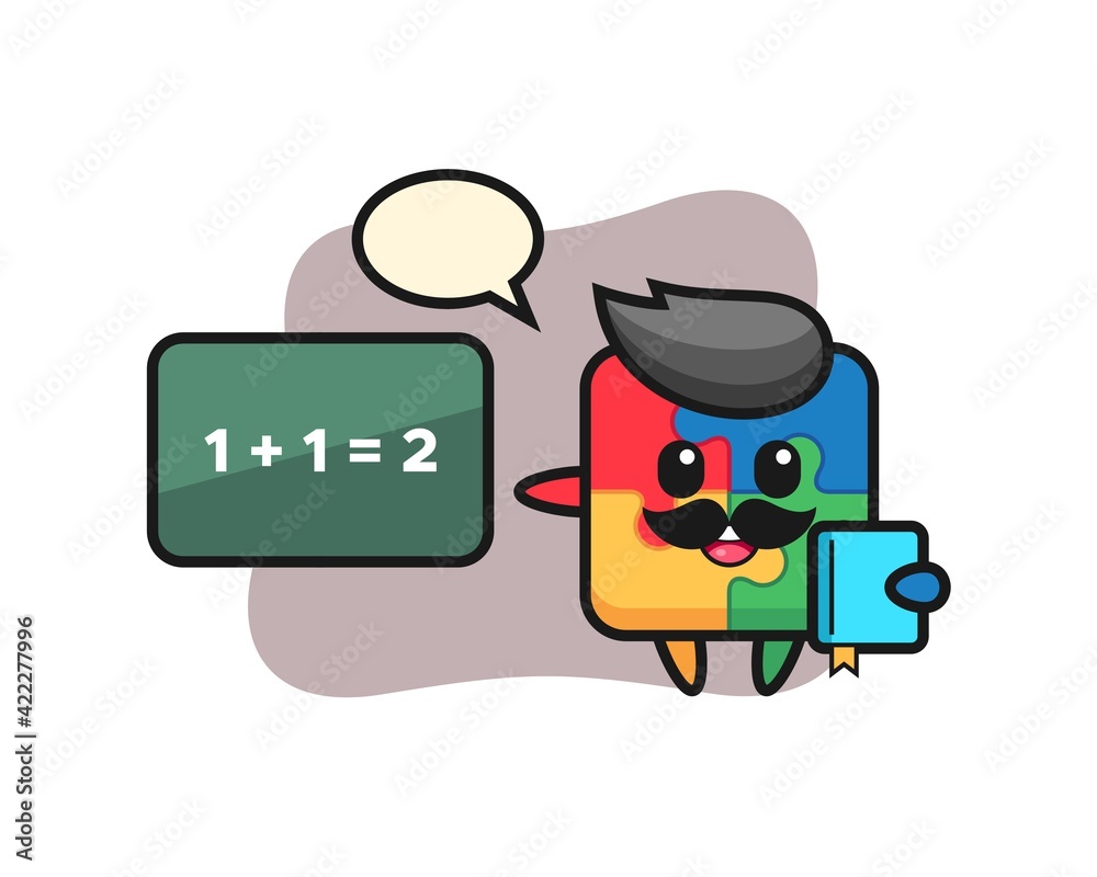 Illustration of puzzle character as a teacher