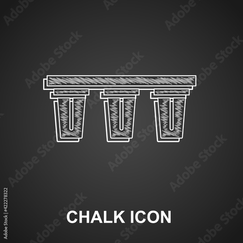 Chalk Water filter icon isolated on black background. System for filtration of water. Reverse osmosis system. Vector