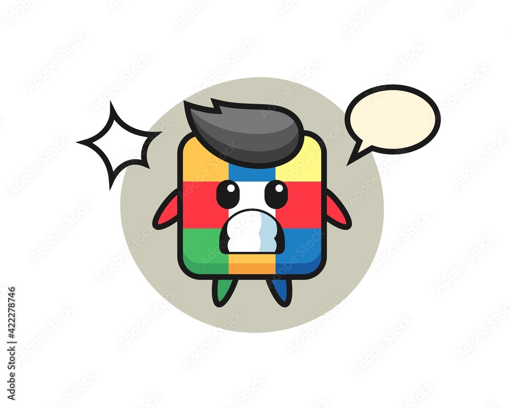 rubik cube character cartoon with shocked gesture rubik cube character cartoon with shocked gesture