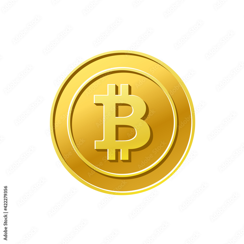 Gold bitcoin coin money isolated on white Gold bitcoin coin money isolated on white