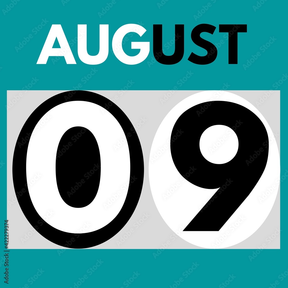 August 9 . Modern daily calendar icon .date ,day, month .calendar for the month of August