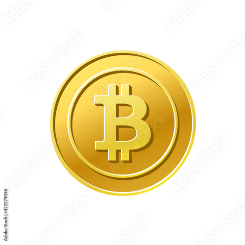 Gold bitcoin coin money isolated on white